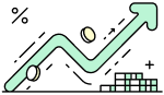 Yükselen grafik ve madeni paralar çizimi